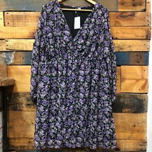 H&M long sleeves floral dress sz 2XL Vneck